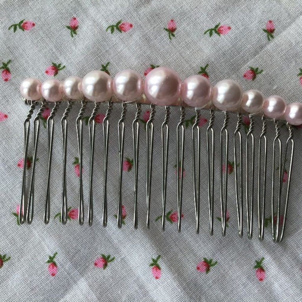 Pink Pearl hair accessory comb with free gift